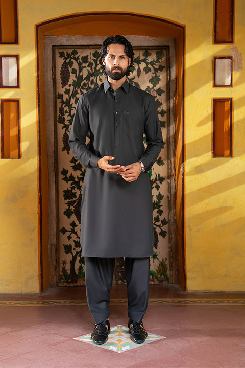 Charcoal Grey Shalwar Kameez