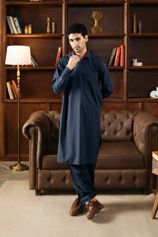 Navy Blue Wash and Wear Shalwar Kameez