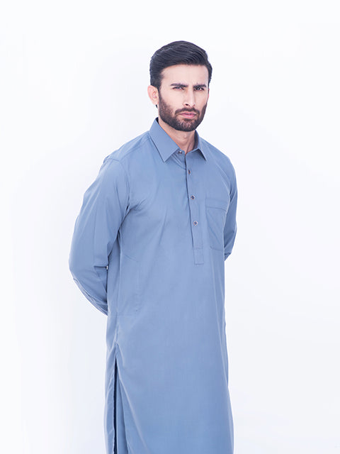 Steel Blue Wash & Wear Shalwar Kameez